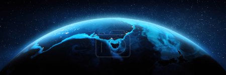 Foto de Australia de noche. Elementos de esta imagen proporcionados por la NASA. renderizado 3d - Imagen libre de derechos