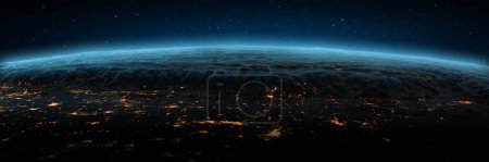 Téléchargez les photos : Himalaya montagnes lumières de la ville. Éléments de cette image fournis par la NASA. Rendu 3d - en image libre de droit