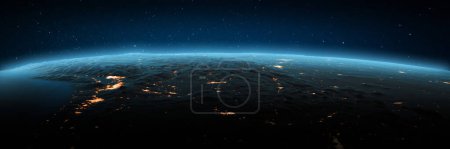 Foto de Luces de la ciudad del oeste. Elementos de esta imagen proporcionados por la NASA. renderizado 3d - Imagen libre de derechos