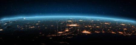 Foto de Une las luces de la ciudad de Estados Unidos. Elementos de esta imagen proporcionados por la NASA. renderizado 3d - Imagen libre de derechos