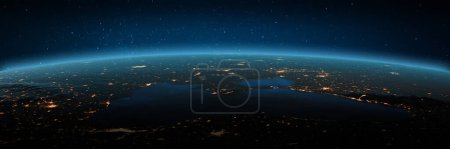 Foto de Mar Negro, Crymea luces de la ciudad. Elementos de esta imagen proporcionados por la NASA. renderizado 3d - Imagen libre de derechos