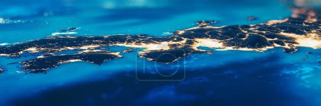 Photo for Japan - Osaka, Nagoya, Tokyo city lights. Elements of this image furnished by NASA. 3d rendering - Royalty Free Image