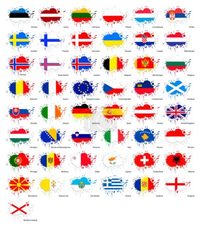 Téléchargez les illustrations : Les drapeaux de l'Europe comme une tache - en licence libre de droit