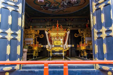 Photo for The interior of one of the temple buildings. National Treasure of Japan. World Heritage Site. Nikko Tosho-gu is a Shinto shrine in Nikko, built in 1617. - Royalty Free Image