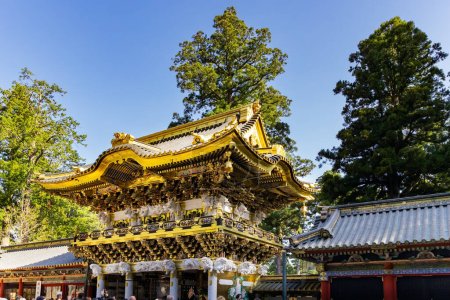 Photo for Nikko Tosho-gu is a Shinto shrine in Nikko, built in 1617. Magnificent ornate temple with gilded roof. Japan. World Heritage Site. - Royalty Free Image