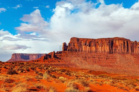 Photo for Navajo Indian Reservations. USA. Monument Valley is a unique geological formation in Arizona and Utah. Sentinel Mesa, sunset - Royalty Free Image