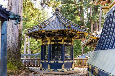 Photo for Round gazebo. The temple and shrine of Nikko Tosho-gu is dedicated to the shogun and commander Tokugawa Ieyasu, the founder of the Tokugawa dynasty. Built in 1617. National Treasure of Japan - Royalty Free Image