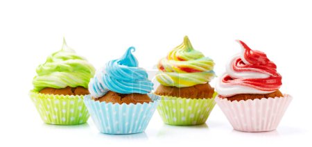 Photo for Colorful cupcakes. Isolated on white background - Royalty Free Image