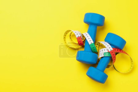 Photo for Fitness and healthy diet concept. Flat lay with copy space - Royalty Free Image