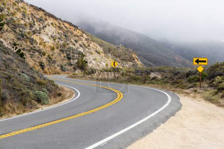 Photo for Asphalt road and mountain landscape. California State Route One - Royalty Free Image