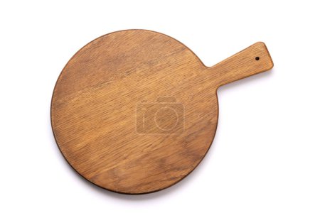 Photo for Wooden cutting board. Isolated on white background. Flat lay top view - Royalty Free Image