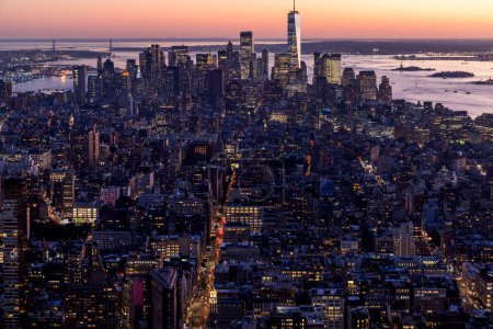 Foto de Skyline de la ciudad de Nueva York. Manhattan sunset rascacielos panorama - Imagen libre de derechos