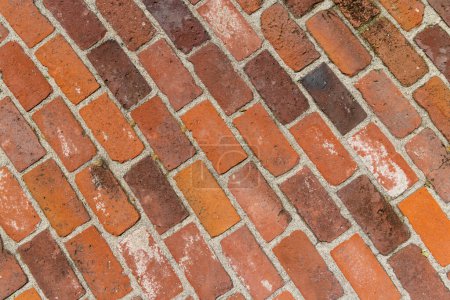 Photo for Texture and detail of a brick footpath. Wallpaper or stone backdrop - Royalty Free Image