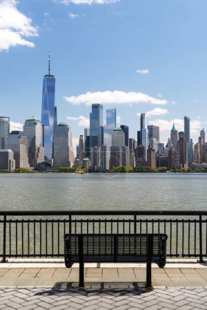 Photo for New York City skyline. Manhattan Skyscrapers panorama over Hudson river from New Jersey City - Royalty Free Image