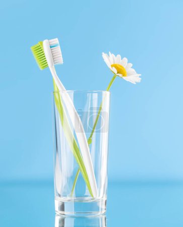 Photo for A clean and refreshing image featuring toothbrushes, promoting oral hygiene and a bright smile - Royalty Free Image