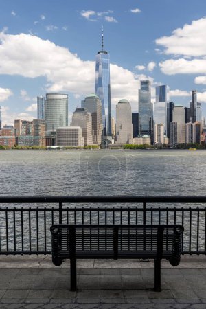 Photo for New York City skyline. Manhattan Skyscrapers panorama over Hudson river from New Jersey City - Royalty Free Image