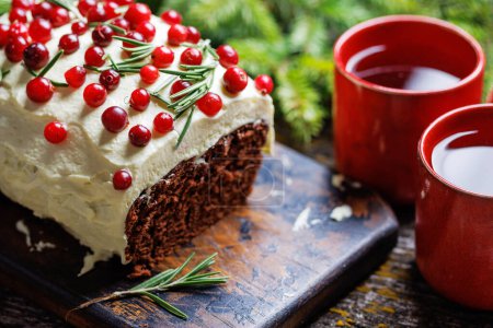 Photo for Delicious Christmas cake, a festive holiday treat - Royalty Free Image