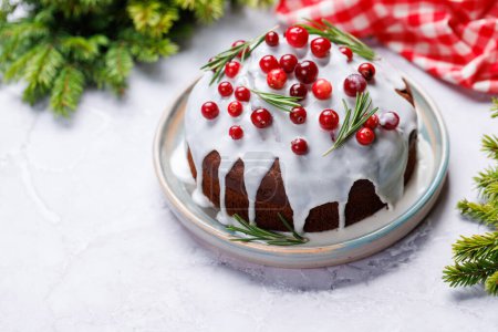Photo for Delicious Christmas cake, a festive holiday treat. With copy space - Royalty Free Image