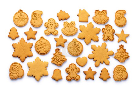 Photo for Diverse Christmas gingerbread cookies, festive sweetness. Isolated on white background - Royalty Free Image