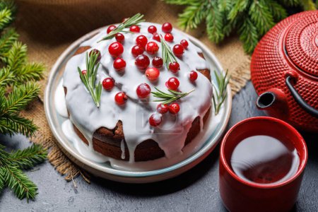 Photo for Delicious Christmas cake, a festive holiday treat - Royalty Free Image