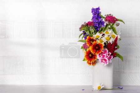 Photo for A stunning bouquet of colorful flowers, showcasing the beauty and vibrancy of nature's creations. With copy space - Royalty Free Image