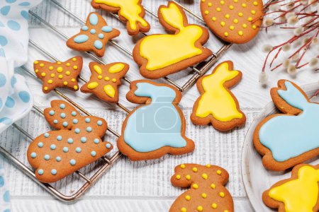 Photo for Easter sweetness: Adorable gingerbread cookies in festive shapes - Royalty Free Image