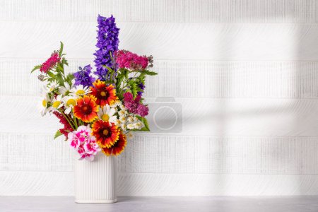 Photo for A stunning bouquet of colorful flowers, showcasing the beauty and vibrancy of nature's creations. With copy space - Royalty Free Image