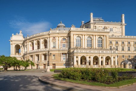 Photo for Beautiful building of the opera and ballet theatre in Odessa, Ukraine. Sunny morning in the historical center of Odessa at summer, Ukraine. - Royalty Free Image