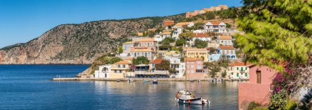Photo for Picturesque Assos town on Kefalonia island, Ionian sea, Greece. Greek summer resort Assos village in summer, Cephalonia island. Beautiful sea coast of Greece. - Royalty Free Image