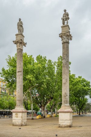 Photo for Roman columns at Alameda de Hercules in Seville, Andalusia, Spain - Royalty Free Image