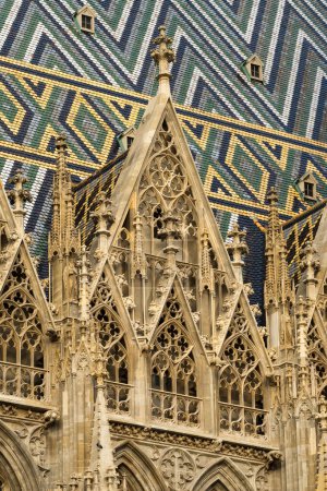 Photo for Architectural detail of the Stephansdom Cathedral in Vienna, Austria. View of the north facade of Stephansdom Cathedral. - Royalty Free Image