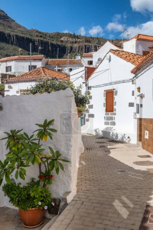 Photo for Landscape of Gran Canaria island, Spain. The traditional Canarian village nestled in the mountainous terrain of Gran Canaria. - Royalty Free Image