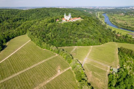 Photo for Camaldolese Monastery in Bielany, Krakow city, Poland. Aerial view of the christian Camaldolese Monastery at sunny day in summer in Cracow. - Royalty Free Image