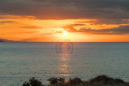 Photo for Beautiful sunset over the sea, Kefalonia island, Greece. - Royalty Free Image