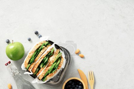 Photo for Healthy sandwich flat lay with space for your text. Vegan eating, eco friendly, zero waste concept - Royalty Free Image