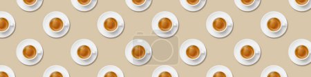 Téléchargez les photos : Modèle de café. Tasse de café sur fond beige. Bannière concept minimale - en image libre de droit