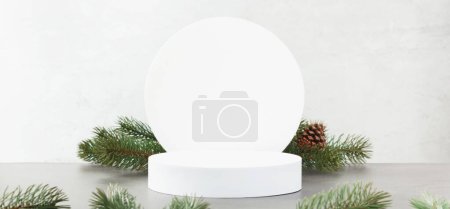 Foto de Podio blanco. Navidad y año nuevo concepto - Imagen libre de derechos