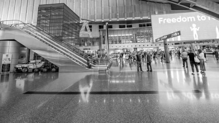Photo for Doha, Qatar - August 17, 2018: Interior of Hamad International Airport. - Royalty Free Image