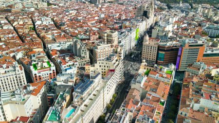 Photo for Madrid, Spain - October 29, 2022: Aerial view of city center. Buildings and main landmarks on a sunny day. - Royalty Free Image