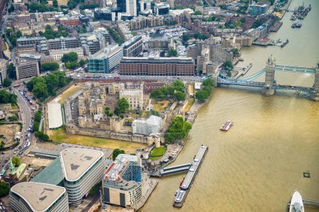 Photo for Aerial view of Tower of London from a flying helicopter. - Royalty Free Image