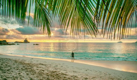 Beautiful sunset in a tropical island. Holiday concept