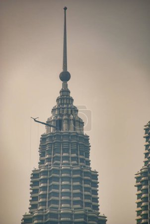 Photo for Kuala Lumpur, Malaysia - August 10, 2009: Petronas Twin Towers, view of the tower top. - Royalty Free Image