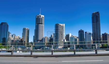 Photo for Brisbane, Australia - August 14, 2009: City skyline from Story Bridge over Brisbane River. - Royalty Free Image