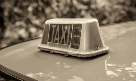 Téléchargez les photos : Panneau de taxi dans un taxi jaune à Funchal - Madère, Portugal. - en image libre de droit