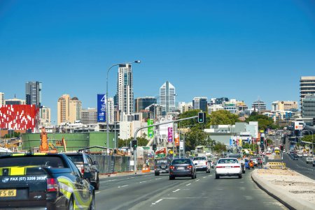 Photo for Brisbane, Australia - August 14, 2009: Car traffic towards the city center. - Royalty Free Image