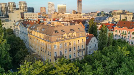 Aerial view of Bratislava city skyline on a summer afternoon, Slovakia.