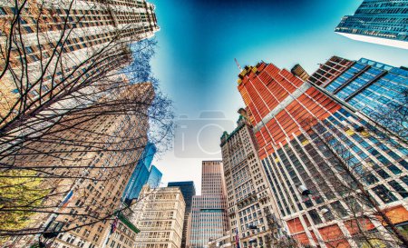 Photo for Buildings of Downtown Manhattan in winter season, street view at sunset - Royalty Free Image