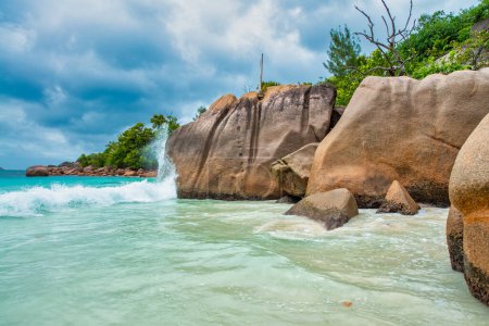 Photo for Amazing picturesque paradise beach with granite rocks and white sand, Seychelles travel concept. - Royalty Free Image