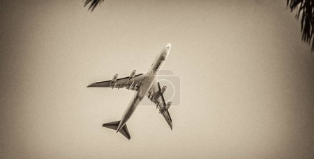 Téléchargez les photos : MIAMI, FL - 25 FÉVRIER 2016 : L'avion quitte l'aéroport de la ville au coucher du soleil - en image libre de droit