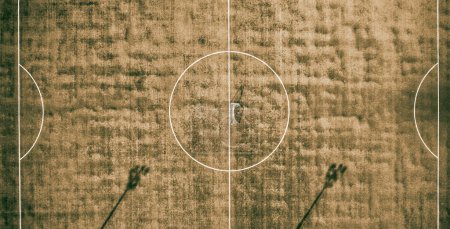 Photo for Soccer field in the countryside, aerial view from drone. - Royalty Free Image
